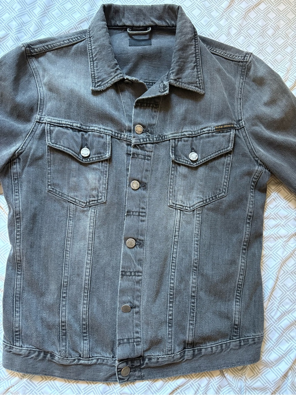 Nudie Jeans Gray Distressed Type 2 Denim Jacket Men’s Size L (Runs Small)